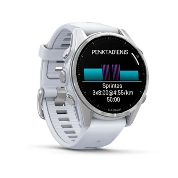 Garmin fēnix 8 43 mm AMOLED i&scaron;manusis sportinis laikrodis (Sidabrinės spalvos)