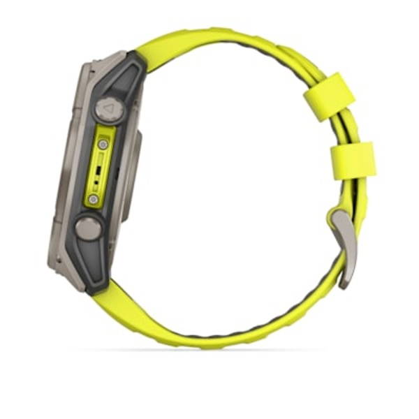 Garmin fenix 8  &ndash; 51 mm, Solar, Sapphire i&scaron;manusis sportinis laikrodis (Ry&scaron;kiai Geltonos Spalvos)
