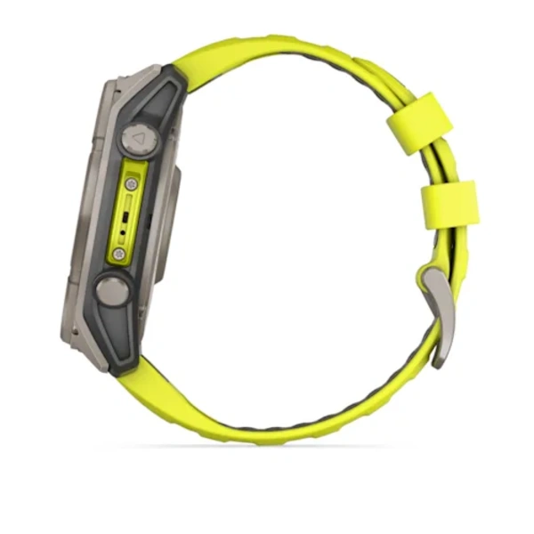 Garmin fenix 8  &ndash; 51 mm, Solar, Sapphire i&scaron;manusis sportinis laikrodis (Ry&scaron;kiai Geltonos Spalvos)
