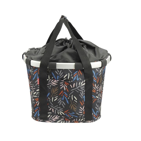Krep&scaron;ys ant dviračio vairo Bikebasket juodas su lapais 35x28x26 cm 15L