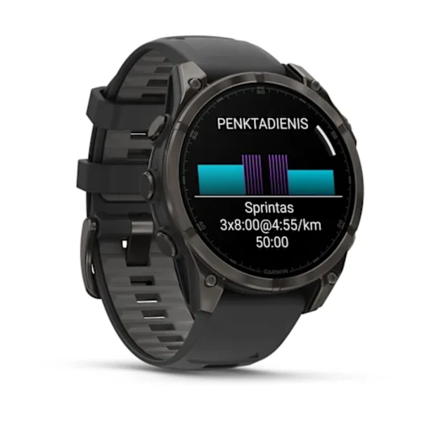 Garmin fenix 8  47mm Sapphire AMOLED i&scaron;manusis sportinis laikrodis (Titanium Carbon Grey spalvos)