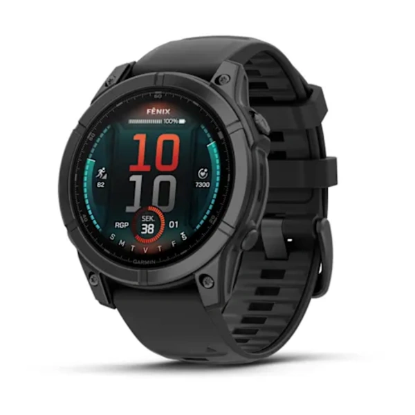 Garmin fenix E &ndash; 47 mm, AMOLED  i&scaron;manusis sportinis laikrodis (Pilkai melsvos spalvos)