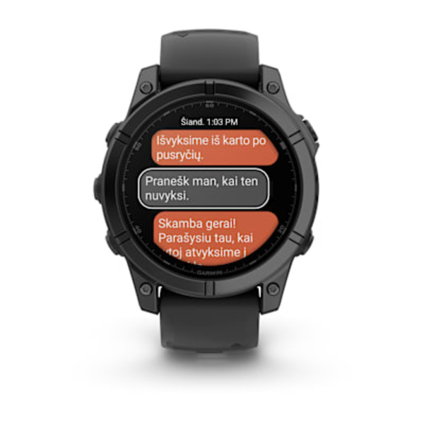 Garmin fenix E &ndash; 47 mm, AMOLED  i&scaron;manusis sportinis laikrodis (Pilkai melsvos spalvos)