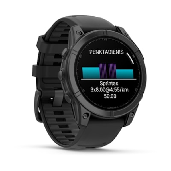 Garmin fenix E &ndash; 47 mm, AMOLED  i&scaron;manusis sportinis laikrodis (Pilkai melsvos spalvos)