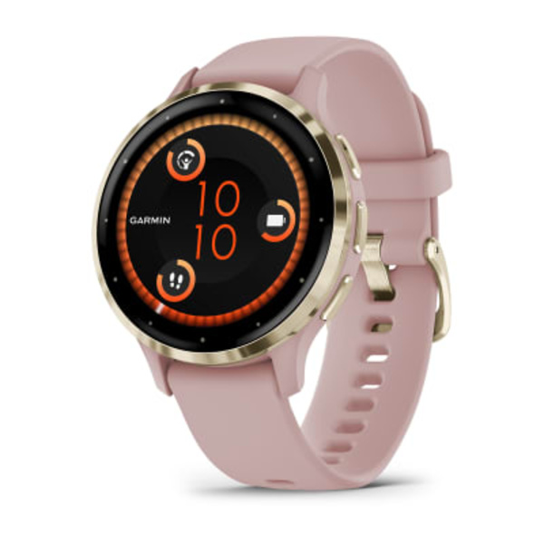 Garmin Venu&reg; 3S i&scaron;manusis sportinis laikrodis (&Scaron;viesaus aukso / Pilkai rausvos spalvos)