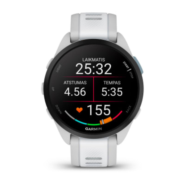 Garmin Forerunner165 sportinis i&scaron;manusis laikrodis (pilk&scaron;vos / baltojo akmens spalvos) 