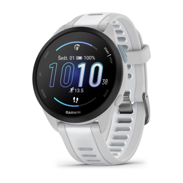 Garmin Forerunner165 sportinis i&scaron;manusis laikrodis (pilk&scaron;vos / baltojo akmens spalvos) 