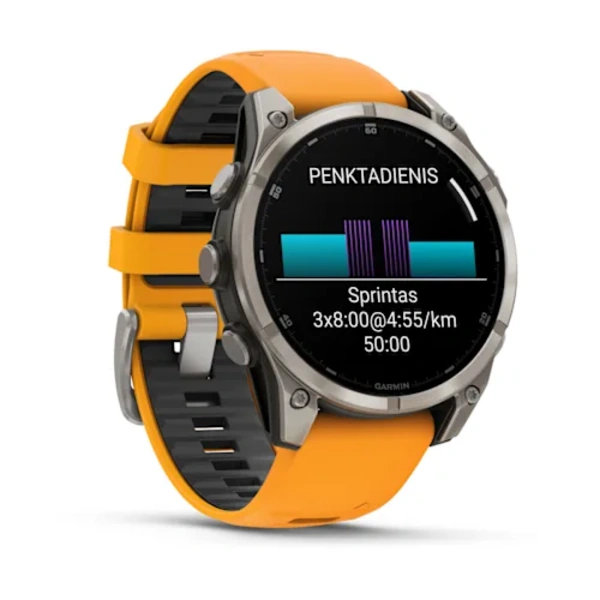 Garmin fenix 8 47mm Sapphire AMOLED i&scaron;manusis sportinis laikrodis (Titano spalvos)