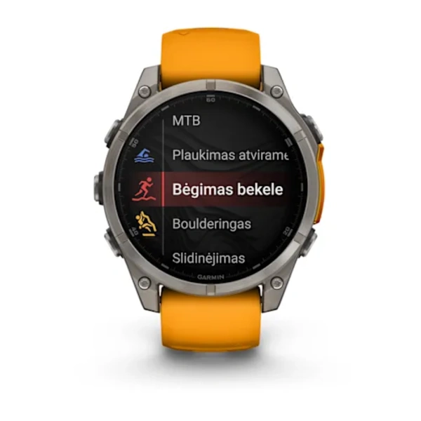 Garmin fenix 8 47mm Sapphire AMOLED i&scaron;manusis sportinis laikrodis (Titano spalvos)