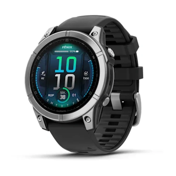 Garmin fenix E &ndash; 47 mm, AMOLED i&scaron;manusis sportinis laikrodis (Nerūdijančio plieno spalvos)