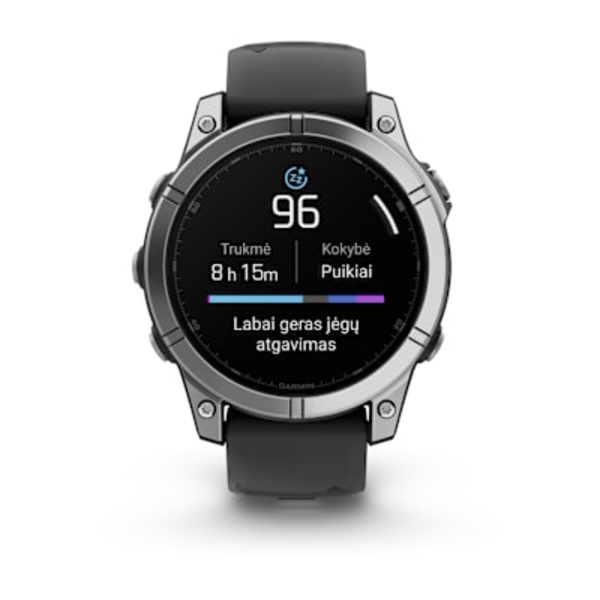 Garmin fenix E &ndash; 47 mm, AMOLED i&scaron;manusis sportinis laikrodis (Nerūdijančio plieno spalvos)