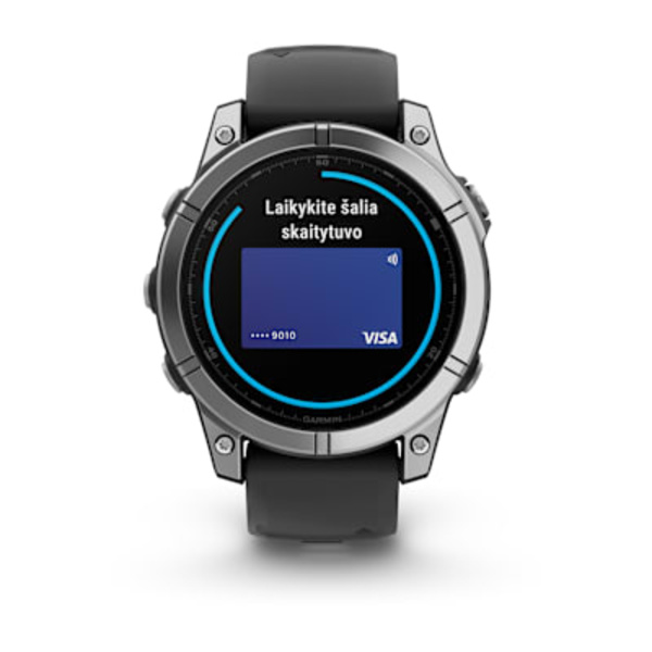 Garmin fenix E &ndash; 47 mm, AMOLED i&scaron;manusis sportinis laikrodis (Nerūdijančio plieno spalvos)