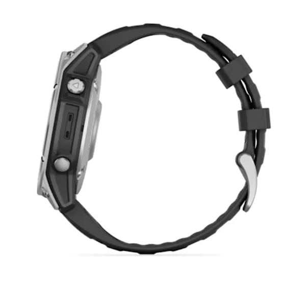 Garmin fenix E &ndash; 47 mm, AMOLED i&scaron;manusis sportinis laikrodis (Nerūdijančio plieno spalvos)