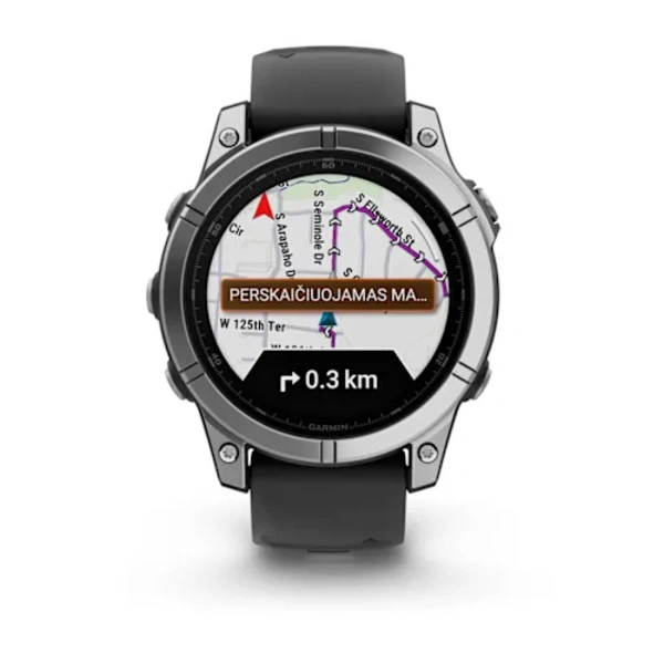 Garmin fenix E &ndash; 47 mm, AMOLED i&scaron;manusis sportinis laikrodis (Nerūdijančio plieno spalvos)