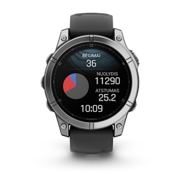 Garmin fenix E &ndash; 47 mm, AMOLED i&scaron;manusis sportinis laikrodis (Nerūdijančio plieno spalvos)