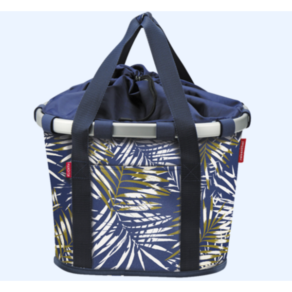 Bike handlebar bag Bikebasket blue with palm trees 350x280x260 mm 15L