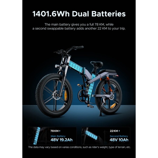 Bicycle 26  electric Engwe X26 double battery grey
