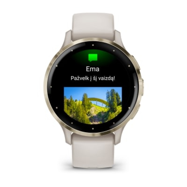 Garmin Venu&reg; 3S i&scaron;manusis sportinis laikrodis (&Scaron;viesaus aukso spalvos / Dramblio kaulo)