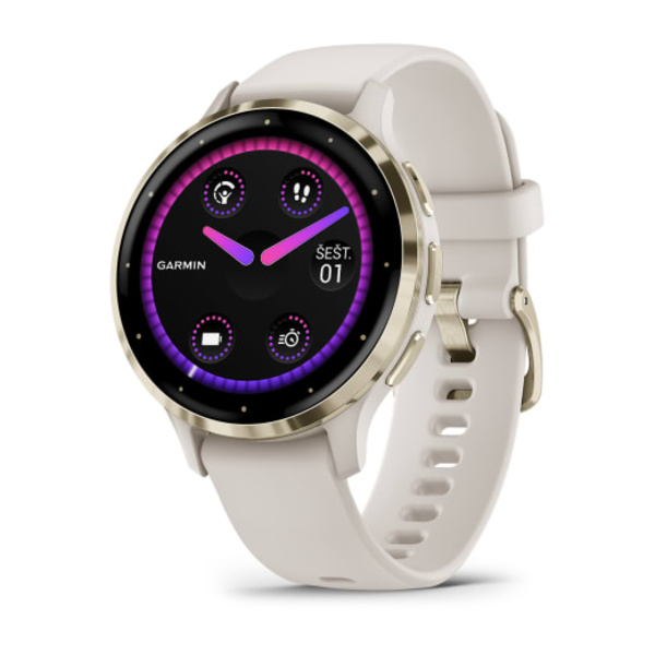 Garmin Venu&reg; 3S i&scaron;manusis sportinis laikrodis (&Scaron;viesaus aukso spalvos / Dramblio kaulo)