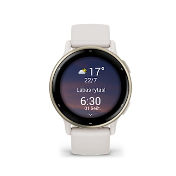 Garmin v&iacute;voactive&reg; 5 i&scaron;manusis sportinis laikrodis (kreminės / dramblio kaulo spalvos)