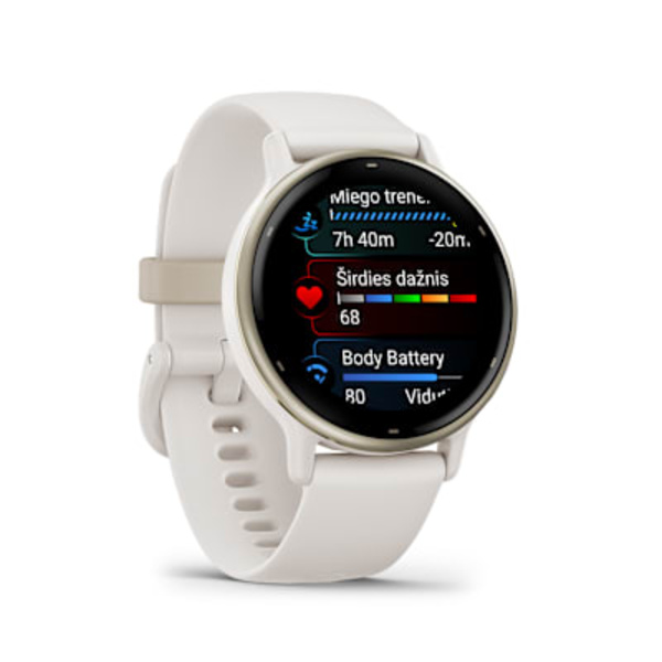 Garmin v&iacute;voactive&reg; 5 i&scaron;manusis sportinis laikrodis (kreminės / dramblio kaulo spalvos)