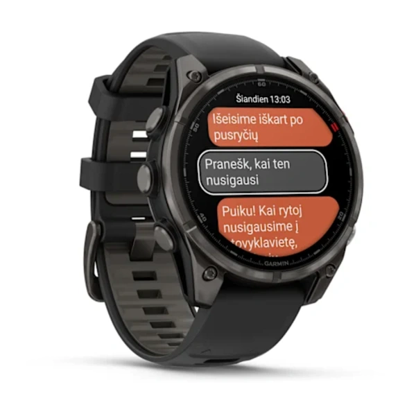 Garmin fēnix&reg; 8 Pro 47 mm, AMOLED Sapphire DLC Titanium i&scaron;manusis sportinis laikrodis (Pilkos anglies spalvos) 