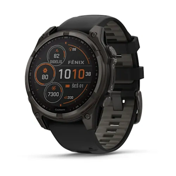 Garmin fenix 8 47mm Solar Sapphire i&scaron;manusis sportinis laikrodis (Juodos spalvos)
