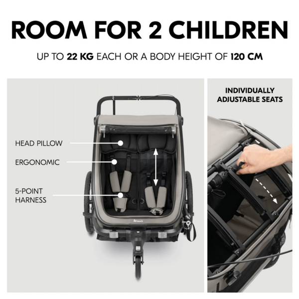 Hauck N Walk Duo child bike trailer light grey