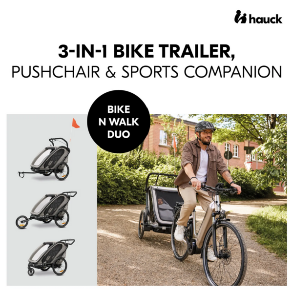 Hauck N Walk Duo child bike trailer light grey