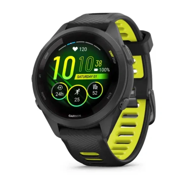 Garmin Forerunner 265S i&scaron;manusis sportinis laikrodis (Juodos / Amp yellow spalvos)