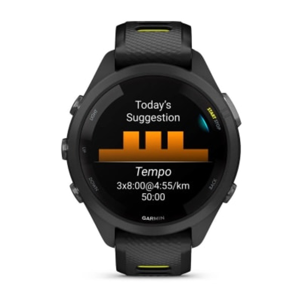 Garmin Forerunner 265S i&scaron;manusis sportinis laikrodis (Juodos / Amp yellow spalvos)