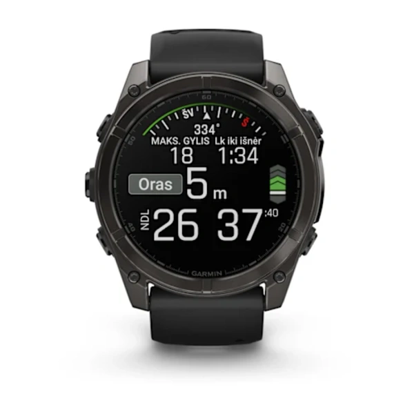 Garmin fenix 8 51mm Sapphire, AMOLED DLC i&scaron;manusis sportinis laikrodis (Carbon Grey spalvos)