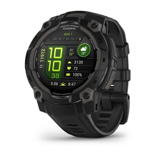 Garmin Instinct&reg; 3 &ndash; 45 mm, AMOLED i&scaron;manusis sportinis laikrodis (Juodos spalvos)