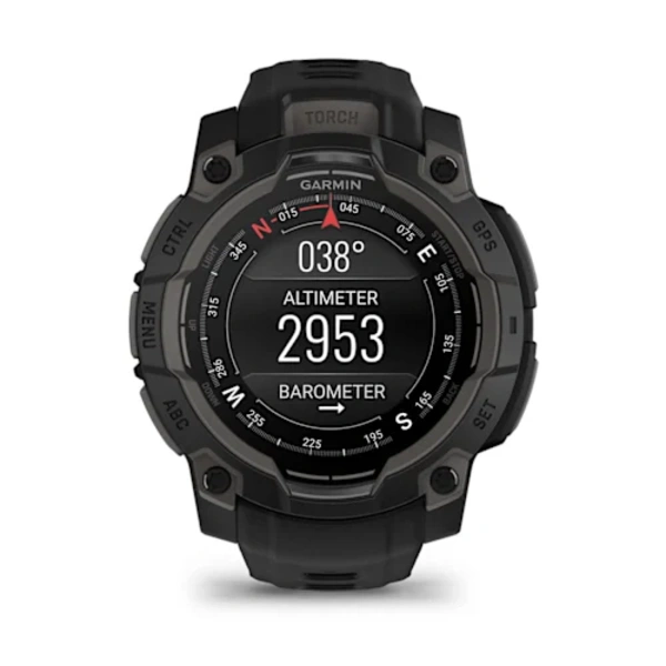 Garmin Instinct&reg; 3 &ndash; 45 mm, AMOLED i&scaron;manusis sportinis laikrodis (Juodos spalvos)