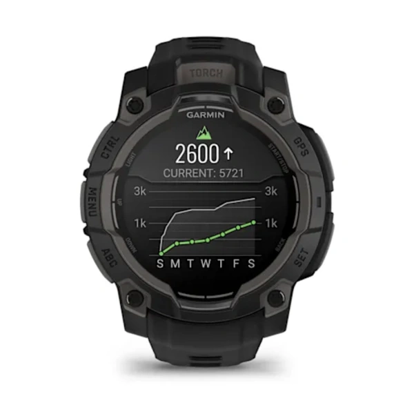 Garmin Instinct&reg; 3 &ndash; 45 mm, AMOLED i&scaron;manusis sportinis laikrodis (Juodos spalvos)