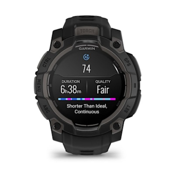 Garmin Instinct&reg; 3 &ndash; 45 mm, AMOLED i&scaron;manusis sportinis laikrodis (Juodos spalvos)