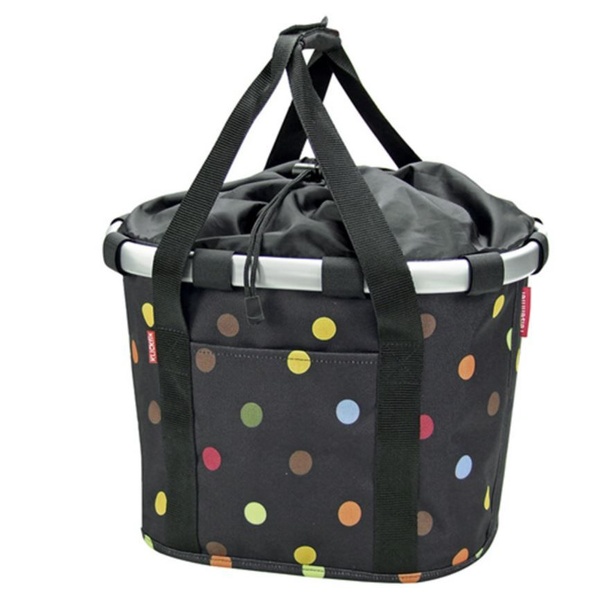 Handlebar bag Bikebasket black with coloured dots 350x280x260 mm 15L
