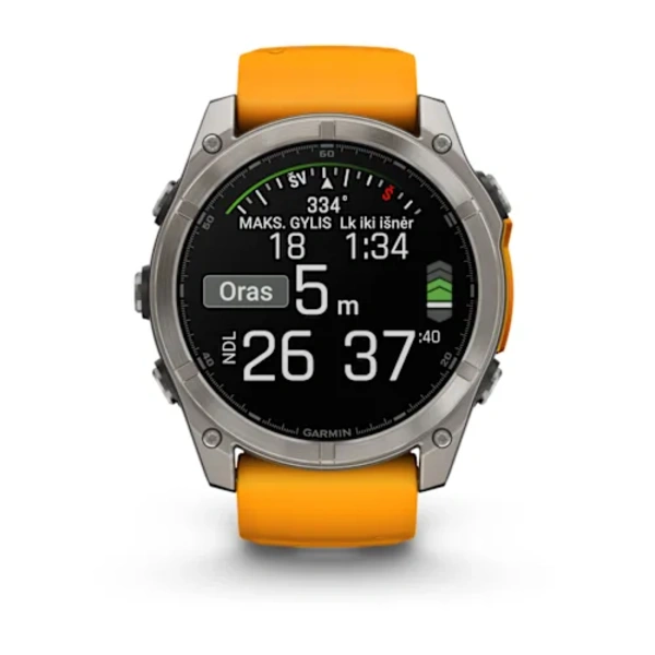 Garmin Fenix 8 AMOLED 51mm Sapphire i&scaron;manusis sportinis laikrodis (Titano spalvos)