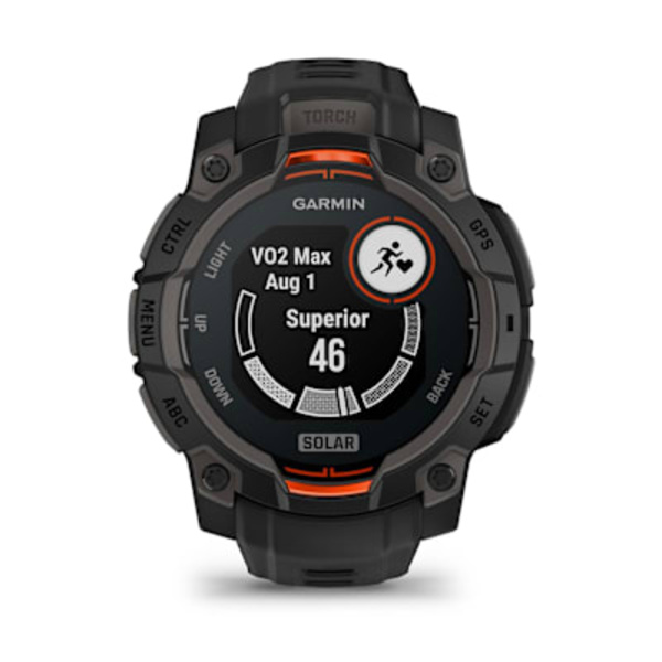 Garmin Instinct&reg; 3 &ndash; 45 mm, Solar i&scaron;manusis sportinis laikrodis (Juodos spalvos)