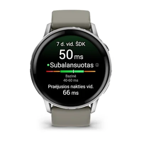 Garmin Venu&reg; 4 &ndash; 45 mm Sportinis i&scaron;manusis laikrodis (Lunar Silver)