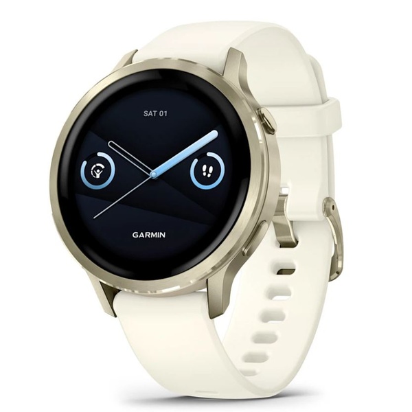 Garmin Venu&reg; 4 &ndash; 41 mm Lunar Gold with Bone Silicone i&scaron;manusis laikrodis
