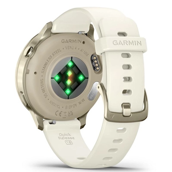 Garmin Venu&reg; 4 &ndash; 41 mm Lunar Gold with Bone Silicone i&scaron;manusis laikrodis