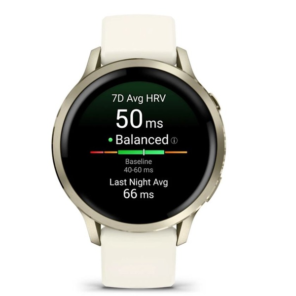 Garmin Venu&reg; 4 &ndash; 41 mm Lunar Gold with Bone Silicone i&scaron;manusis laikrodis