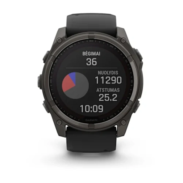 Garmin fenix 8 - 51 mm, Solar, Sapphire, DLC titanium i&scaron;manusis sportinis laikrodis (Carbon Grey Spalvos)