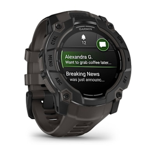 Garmin Instinct&reg; 3 &ndash; 50 mm, AMOLED i&scaron;manusis sportinis laikrodis (Juodos / Anglies spalvos)