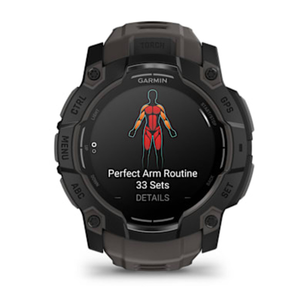 Garmin Instinct&reg; 3 &ndash; 50 mm, AMOLED i&scaron;manusis sportinis laikrodis (Juodos / Anglies spalvos)